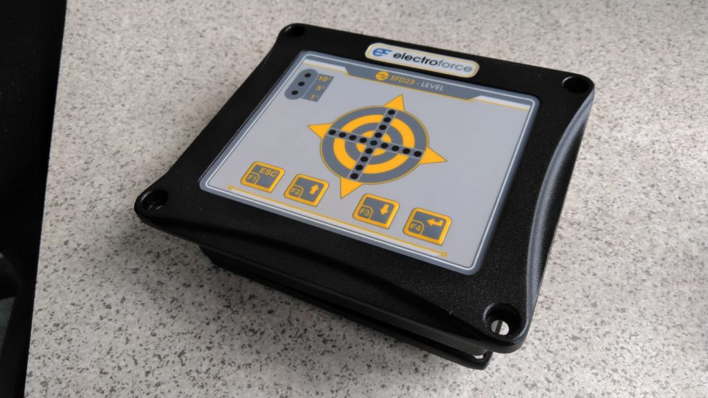 Front panel of the Electroforce EFD23-LEVEL vehicle leveling display