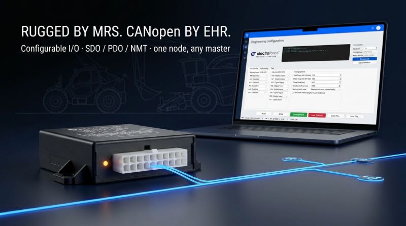 EHR Elektronik CANopen I/O node on the MRS CAN I/O PLC with the Windows service tool