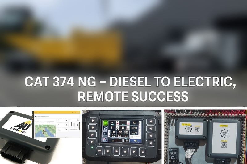 CAT 374 NG dizelden elektriğe dönüşüm: MOBA ekran, kontrol üniteleri ve A4U cihazı