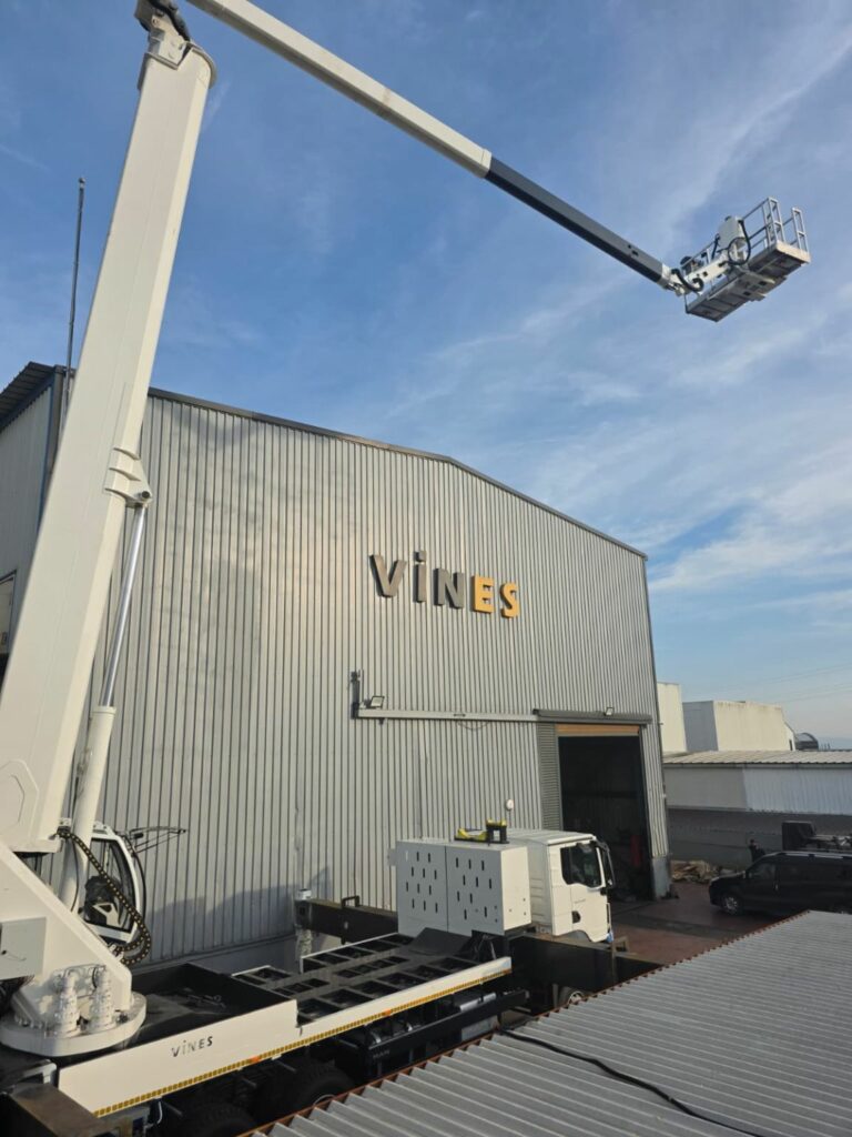 55 m articulated folding platform with EHR Elektronik control and protection systems