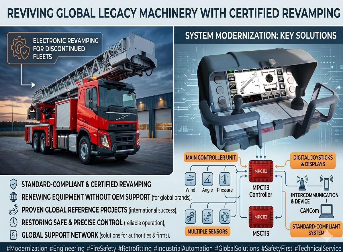 Certified electronic revamping for discontinued fire-fighting fleets: MPC113, MSC113, digital joysticks and displays